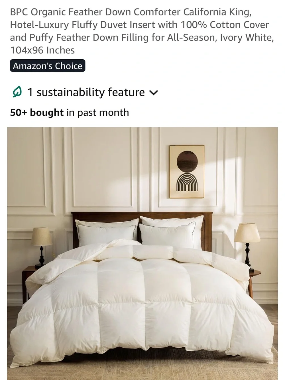 bp Ivory White Down Comforter - Plush All-Season Duvet Insert